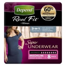 DEPEND REAL FIT UNDERWEAR FOR WOMEN SUPER S/M PEACH (PACK/8)
