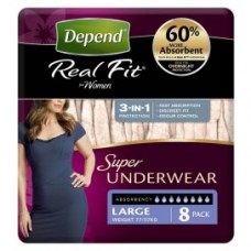 DEPEND REAL FIT UNDERWEAR FOR WOMEN SUPER LARGE 210CM 97-127cm 880ml PEACH (PACK/8)