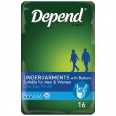 DEPEND UNDERGARMENT WITH BUTTONS UNISEX 450ml WHITE (PACK/16)